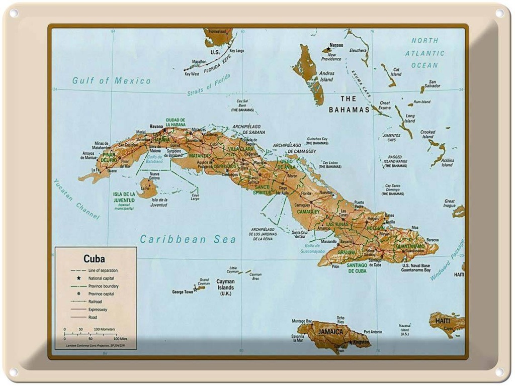 Blechschild 30x40 cm Cuba Landkarte