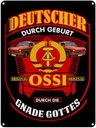 Blechschild 40x30 cm Deutscher durch Geburt Ossi Spruch Zitat