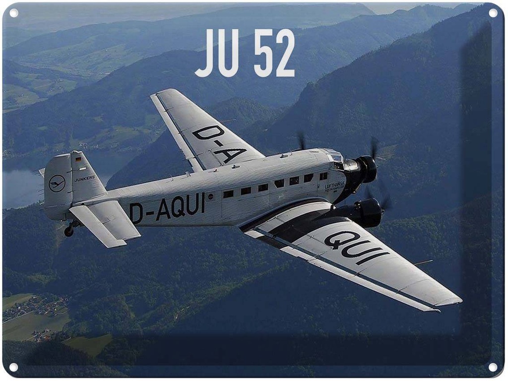 [LA-1789926] Blechschild 30x40 cm Flugzeug JU 52 in der Luft Flugzeuge