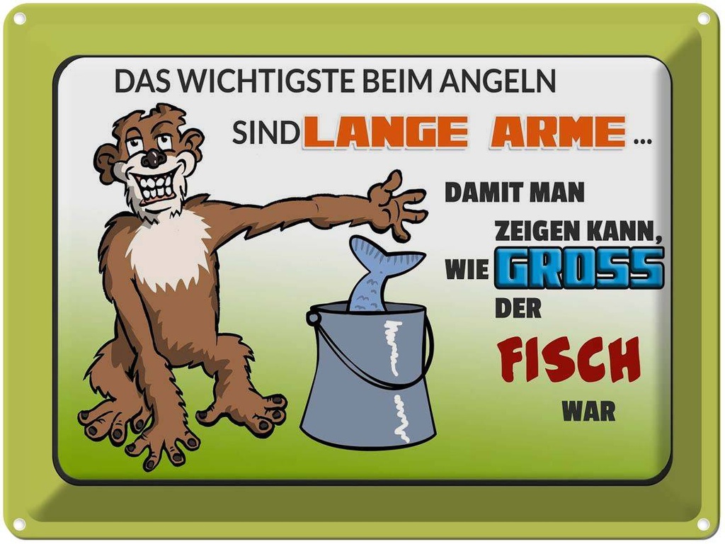 [LA-1789927] Blechschild 30x40 cm das Wichtigste beim Angeln lange Spruch Zitat