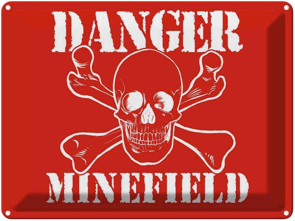 Blechschild 30x40 cm Danger Minefield Schädel