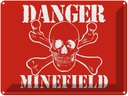 Blechschild 30x40 cm Danger Minefield Schädel