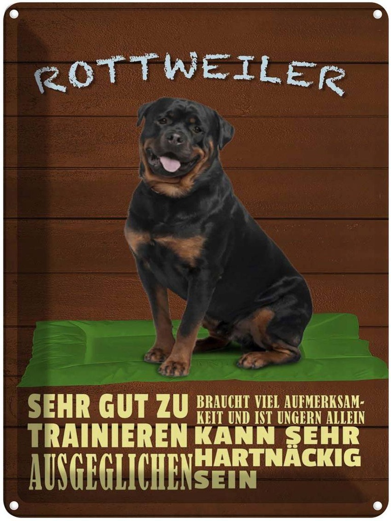 [LA-1789947] Blechschild 40x30 cm Rottweiler Hund ungern allein