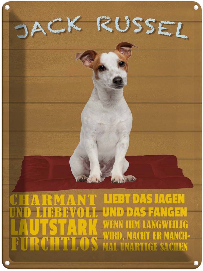 [LA-1789951] Blechschild 40x30 cm Jack Russel Hund charmant