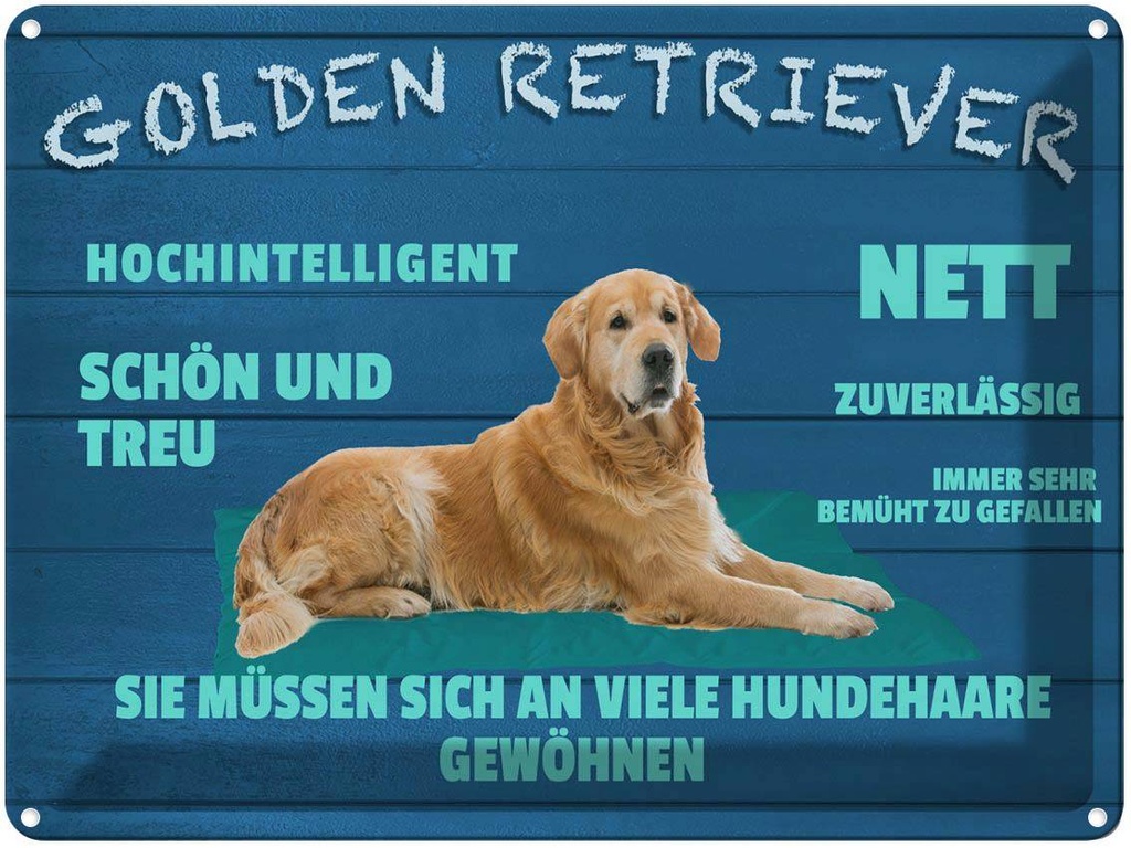 [LA-1789953] Blechschild 30x40 cm Golden Retriever Hund nett treu