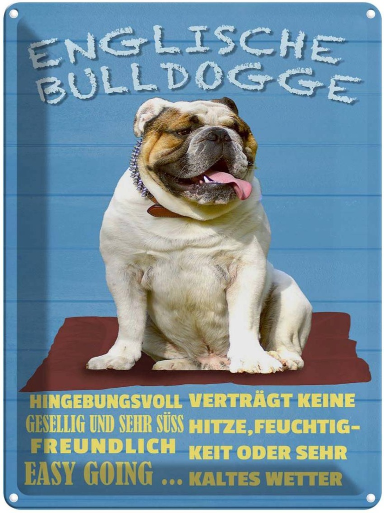 [LA-1789962] Blechschild 40x30 cm Englische Bulldogge Hund süss