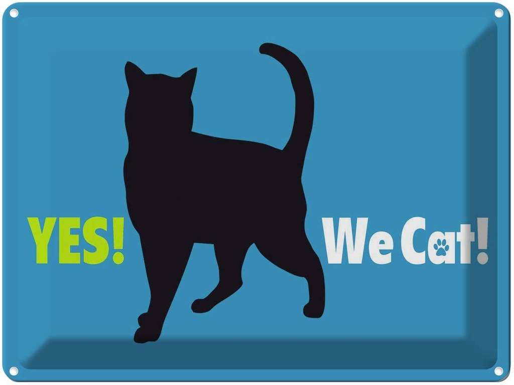 Blechschild 30x40 cm Yes We cat Katze blau