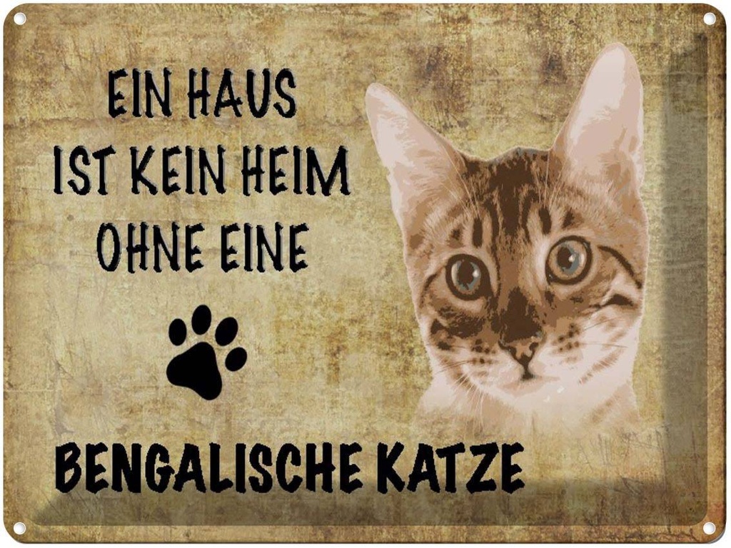 [LA-1790035] Blechschild 30x40 cm Bengalische Katze