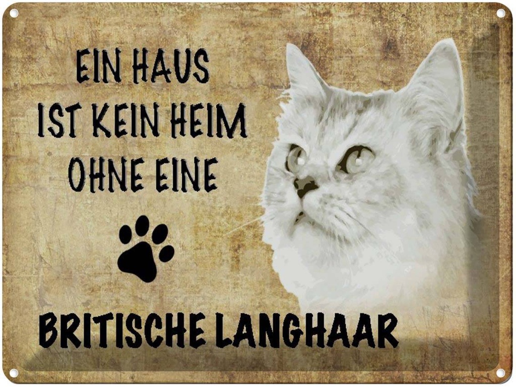 [LA-1790038] Blechschild 30x40 cm britische Langhaar Katze