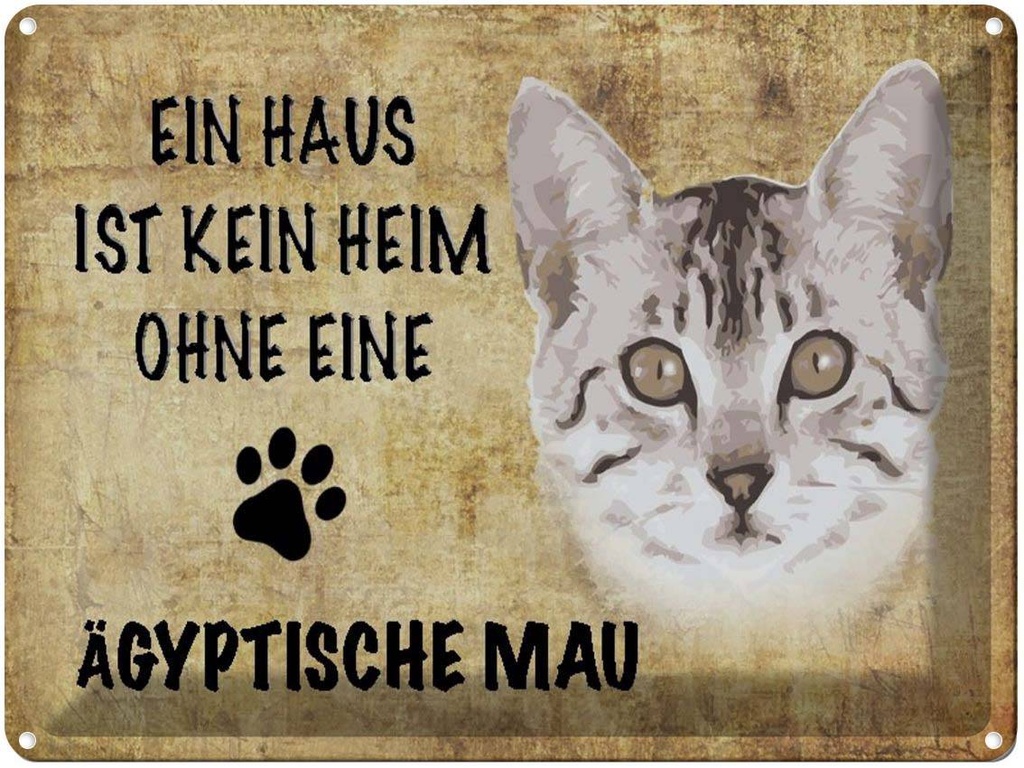 [LA-1790045] Blechschild 30x40 cm Ägyptische Mau Katze