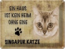 Blechschild 30x40 cm Singapur Katze ohne kein Heim