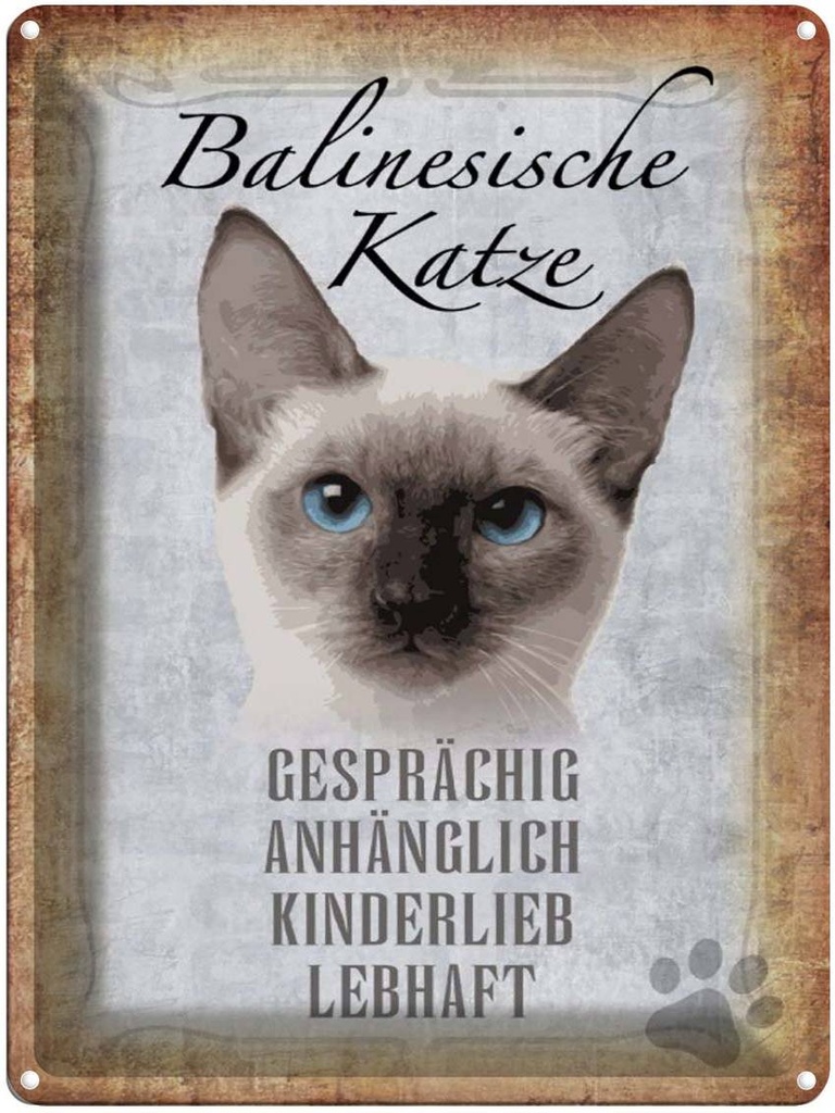 [LA-1790074] Blechschild 40x30 cm balinesische Katze