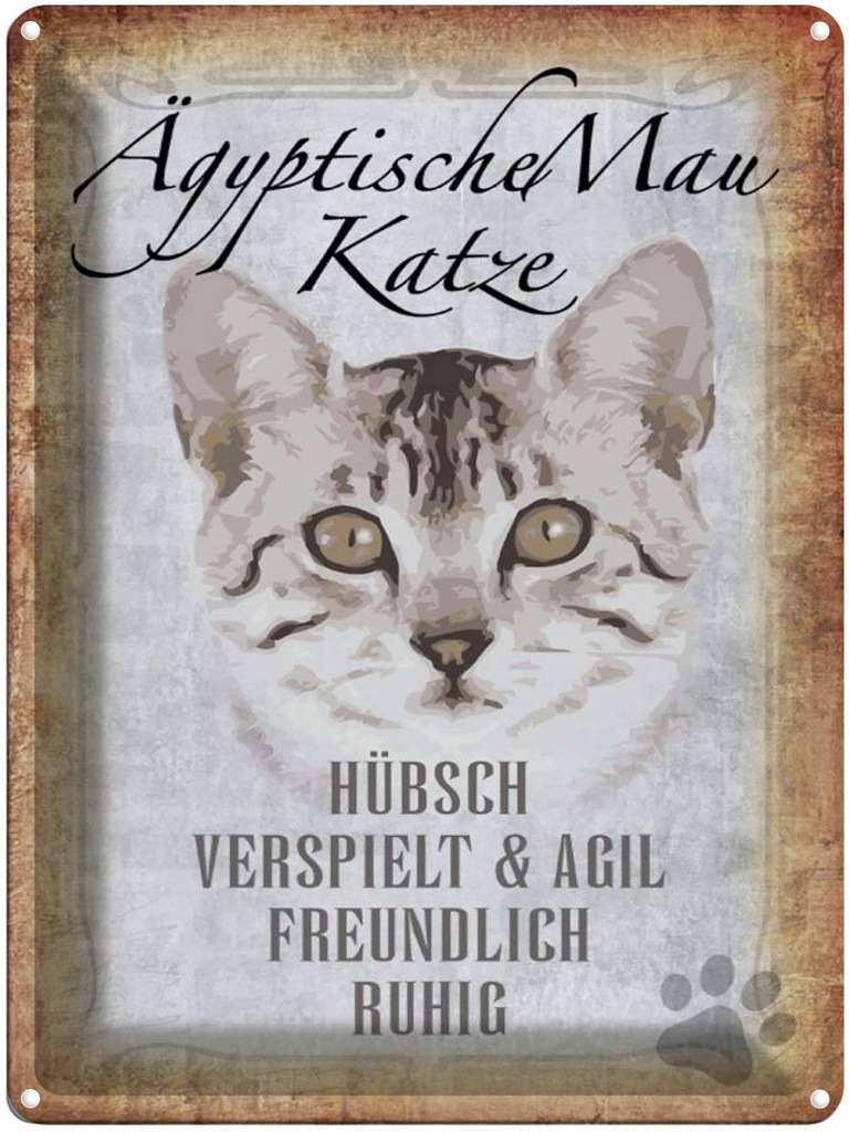 [LA-1790085] Blechschild 40x30 cm Ägyptische Mau Katze