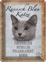 Blechschild 40x30 cm russisch blau Katze
