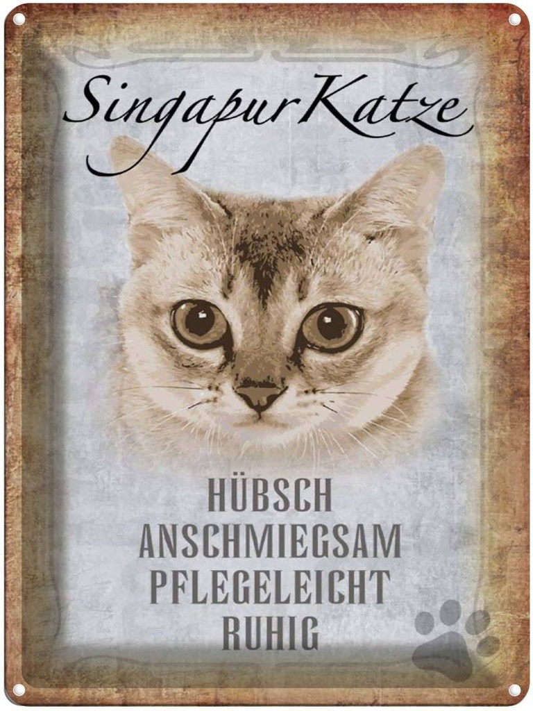 [LA-1790103] Blechschild 40x30 cm Singapur Katze