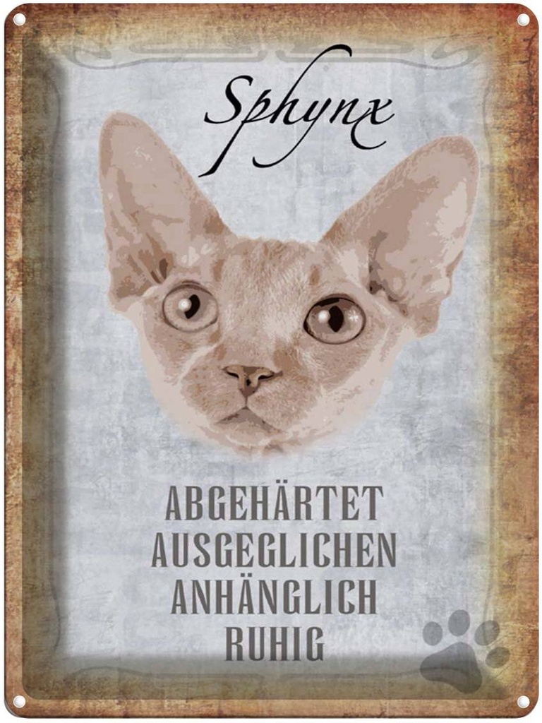 [LA-1790105] Blechschild 40x30 cm Sphynx Katze
