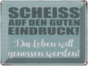 Blechschild 30x40 cm Scheiss guten Eindruck Spruch Zitat