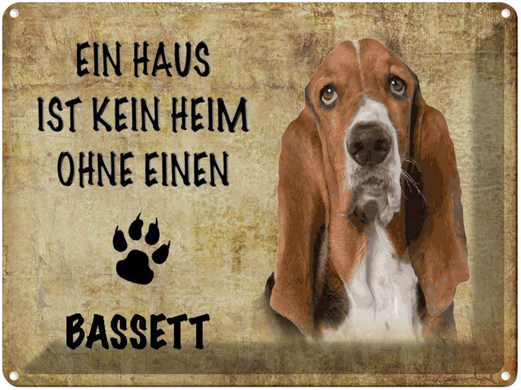 [LA-1790117] Blechschild 30x40 cm Bassett Hund ohne kein Heim