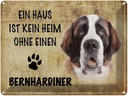 Blechschild 30x40 cm Bernhardiner Hund ohne kein Heim Amerika USA American Diner