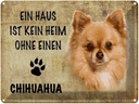 Blechschild 30x40 cm Chihuahua Hund ohne kein Heim