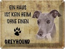 Blechschild 30x40 cm Greyhound Hund ohne kein Heim