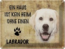 Blechschild 30x40 cm Labrador Hund ohne kein Heim