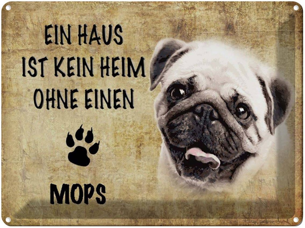 [LA-1790132] Blechschild 30x40 cm Mops Hund