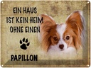 Blechschild 30x40 cm Papillon Hund ohne kein Heim