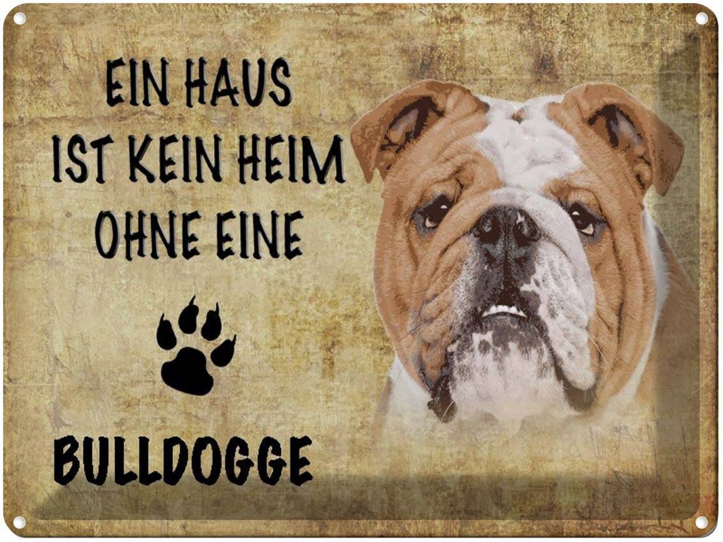[LA-1790149] Blechschild 30x40 cm Bulldogge Hund ohne kein Heim