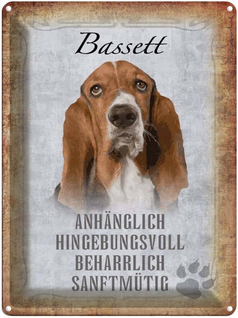 [LA-1790152] Blechschild 40x30 cm Bassett Hund