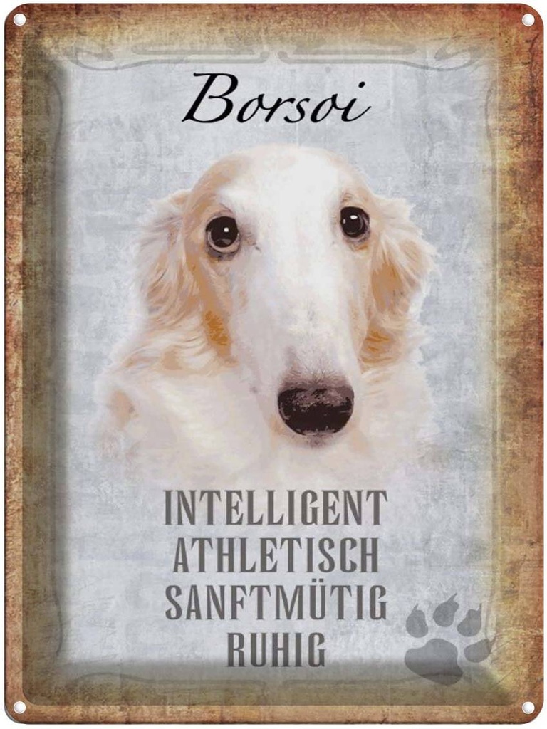 [LA-1790157] Blechschild 40x30 cm Borsoi Hund athletisch