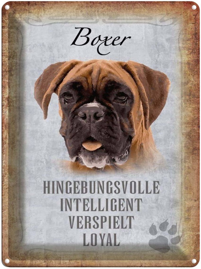 [LA-1790158] Blechschild 40x30 cm Boxer Hund intelligent