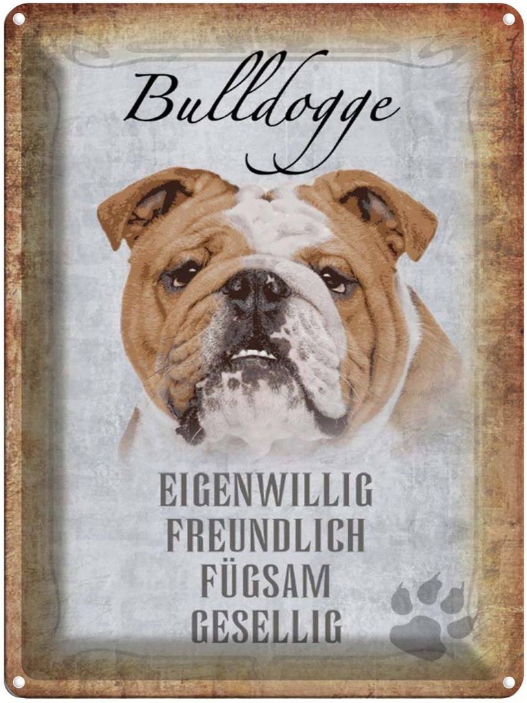 [LA-1790159] Blechschild 40x30 cm Bulldogge Hund gesellig