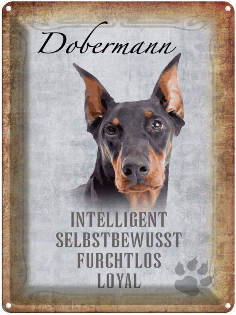 [LA-1790165] Blechschild 40x30 cm Dobermann Hund loyal
