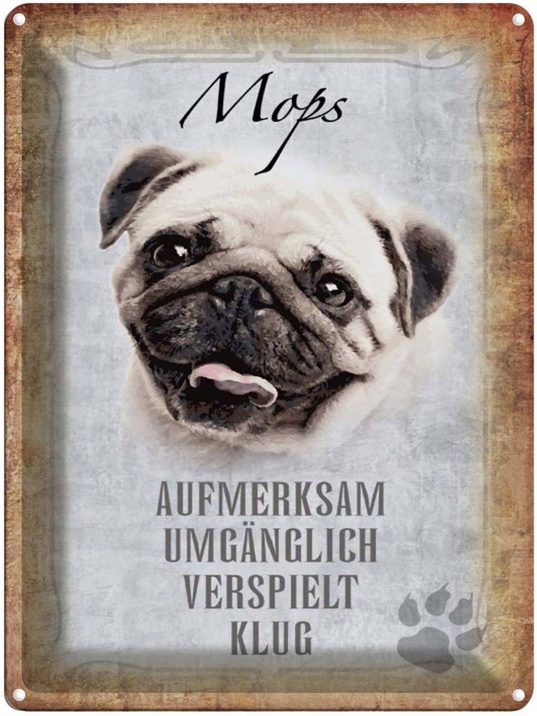 [LA-1790174] Blechschild 40x30 cm Mops Hund