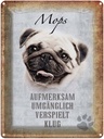 Blechschild 40x30 cm Mops Hund