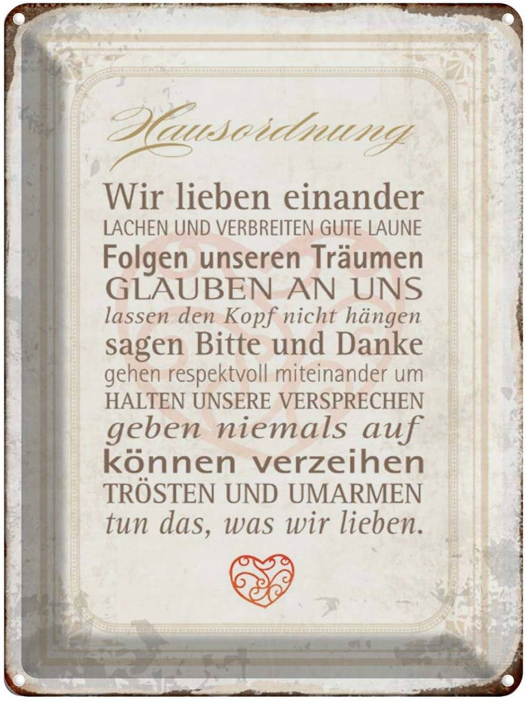 [LA-1790191] Blechschild 40x30 cm Hausordnung Haus Spruch Zitat