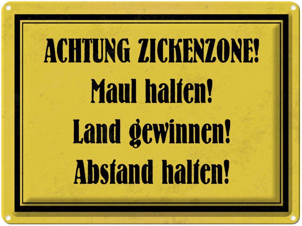[LA-1790195] Blechschild 30x40 cm Achtung Zickenzone Witz Humor Lustig Spaß