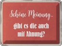 Blechschild 30x40 cm schöne Meinung gibt mit Ahnung Spruch Zitat