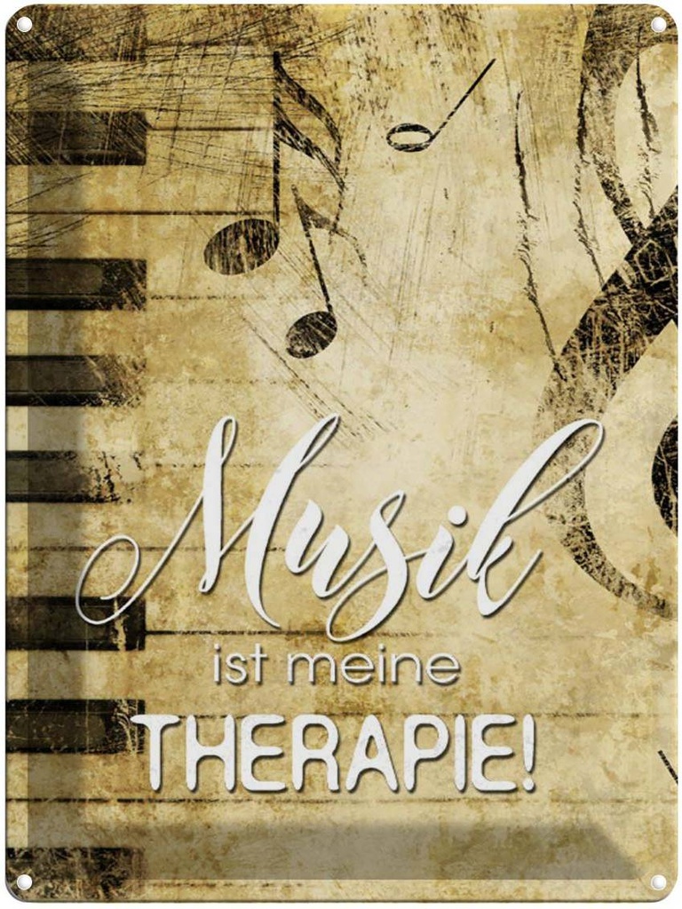 [LA-1790233] Blechschild 40x30 cm Retro Musik ist meine Therapie Spruch Zitat