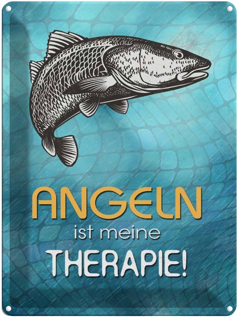 [LA-1790235] Blechschild 40x30 cm Angeln ist meine Therapie Spruch Zitat