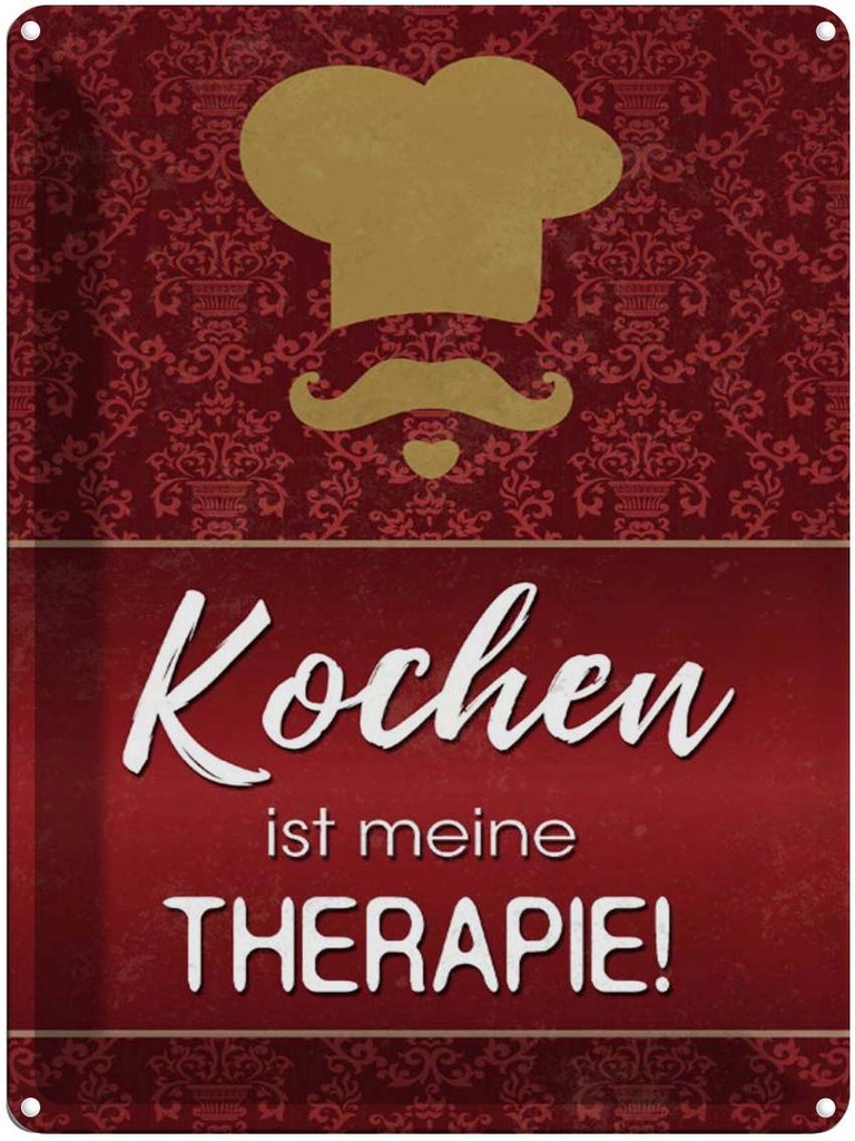 [LA-1790239] Blechschild 40x30 cm Kochen ist meine Therapie Spruch Zitat