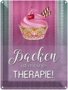 Blechschild 40x30 cm Backen ist meine Therapie Spruch Zitat