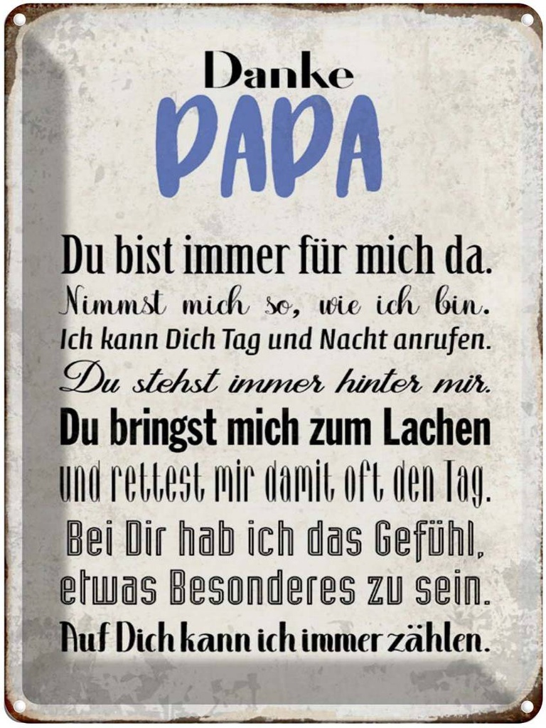 [LA-1790258] Blechschild 40x30 cm Danke Papa du bist für mich da Spruch Zitat