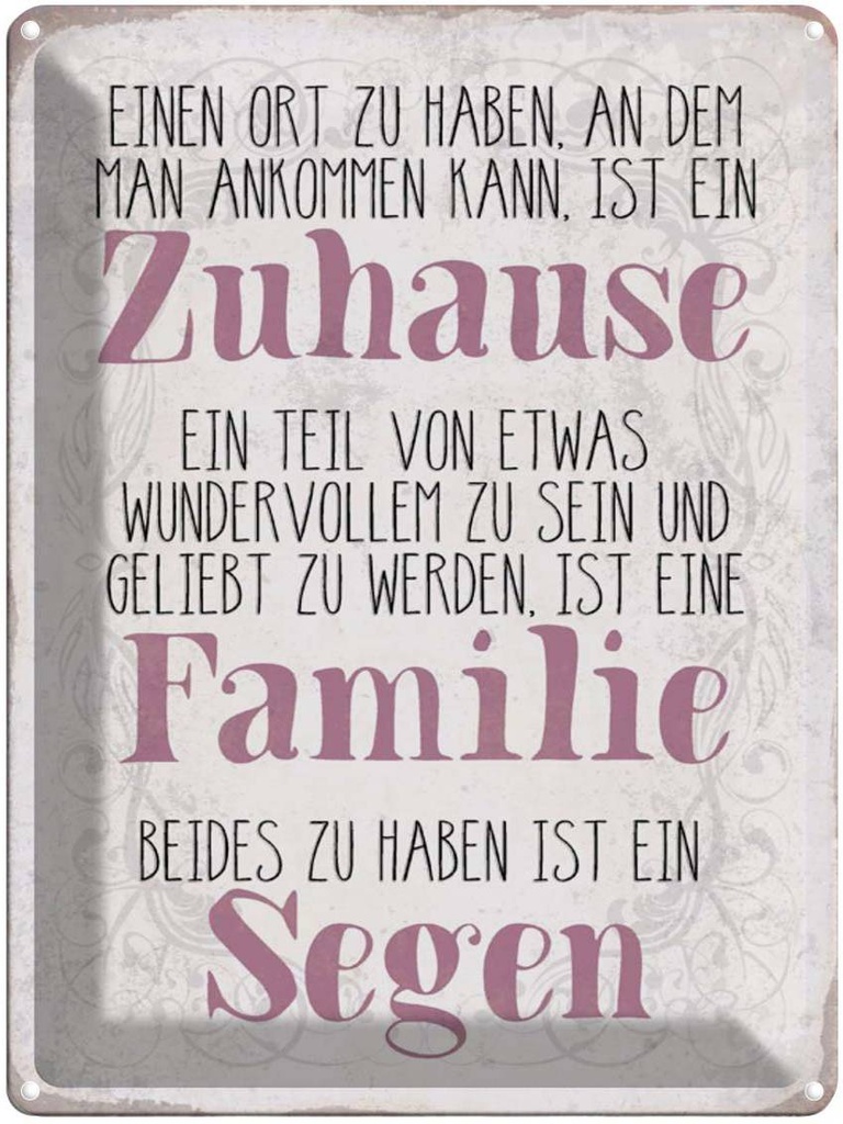 [LA-1790263] Blechschild 40x30 cm Zuhause Familie beides ein Segen Spruch Zitat