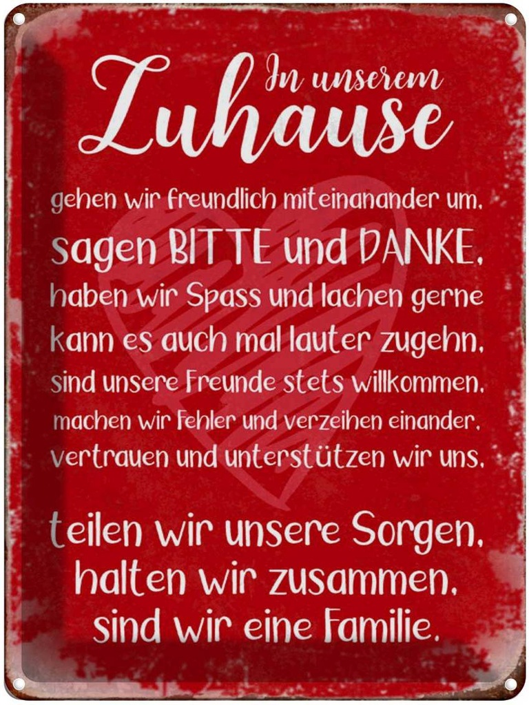 [LA-1790264] Blechschild 40x30 cm Zuhause sind wir eine Familie Spruch Zitat