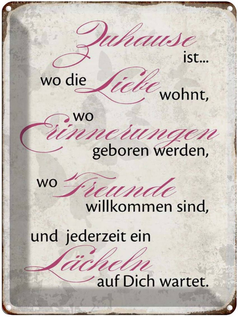 [LA-1790265] Blechschild 40x30 cm Zuhause Liebe Freunde Lächeln Spruch Zitat