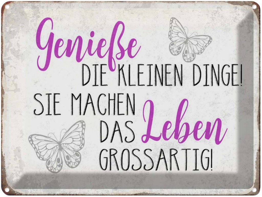 [LA-1790277] Blechschild 30x40 cm genieße kleine dinge das Leben Spruch Zitat