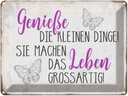 Blechschild 30x40 cm genieße kleine dinge das Leben Spruch Zitat