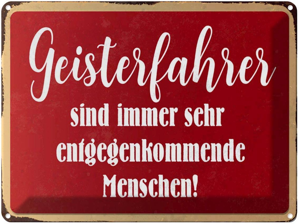 [LA-1790279] Blechschild 30x40 cm Geisterfahrer sind Menschen Spruch Zitat